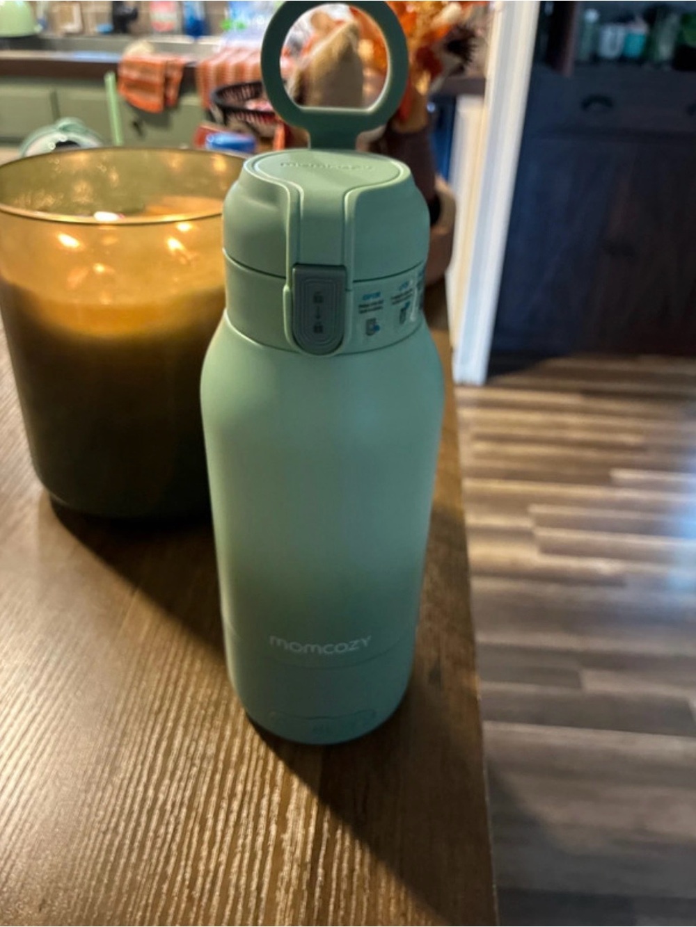 Momcozy Mint Green Kids Insulated Bottle with Carry Loop